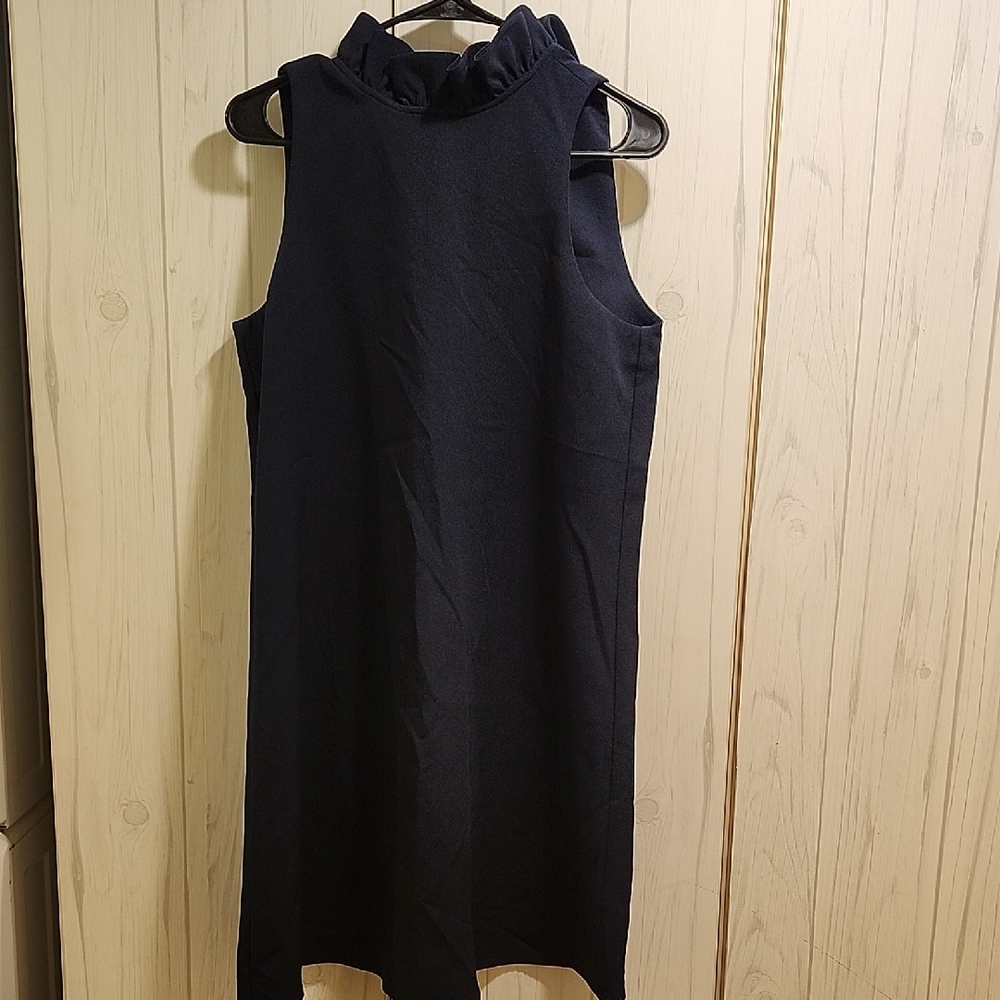 Tuckernuck Navy Ruffle Neck Mini Dress